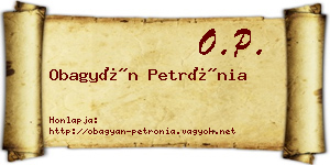 Obagyán Petrónia névjegykártya